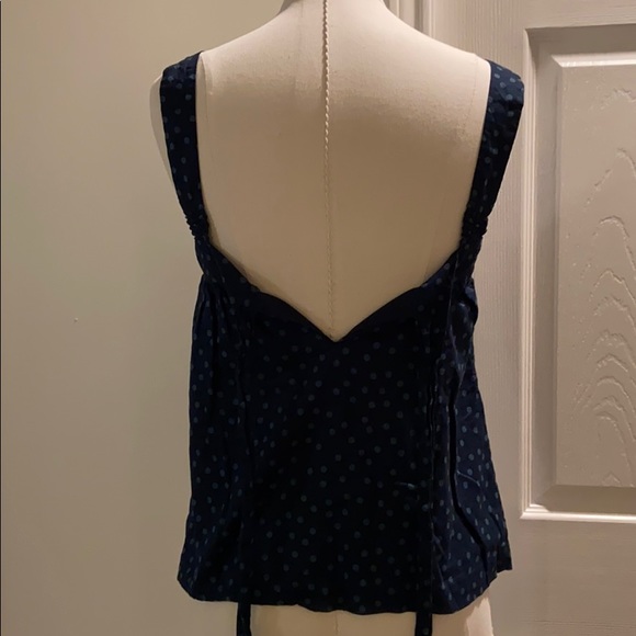 American Eagle Polka Dot Smock Tie Back Top - Picture 11 of 12